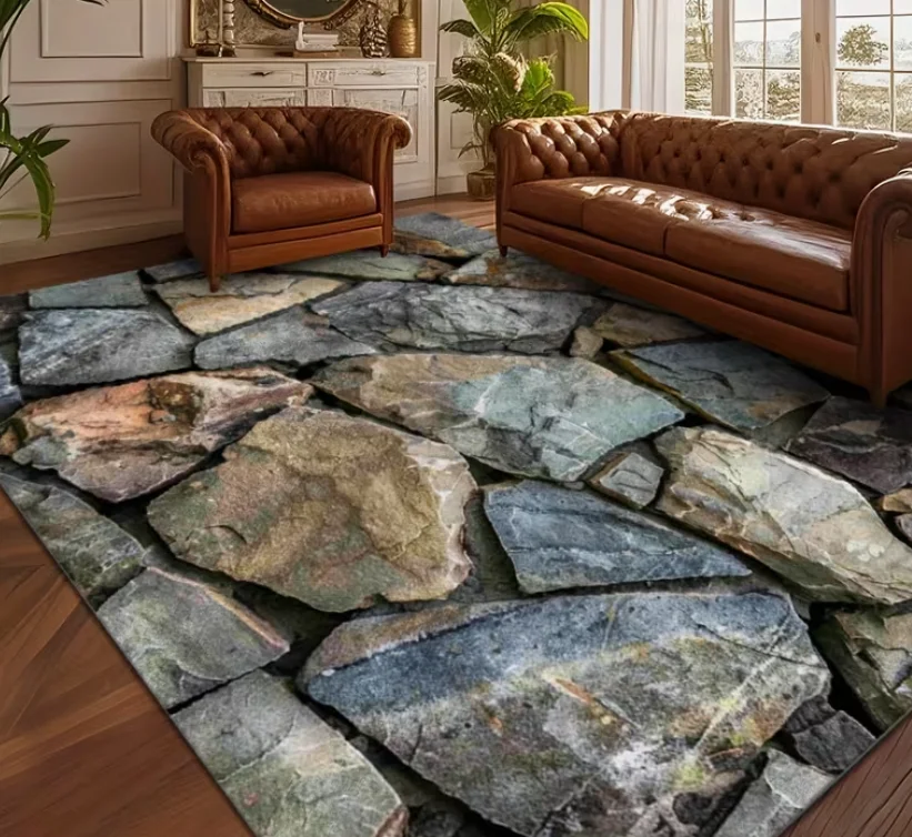 Luxury Marble-Pattern Mat GreyBeige Golden Black White Stone Texture Mat, Plush Soft Mat for Outdoor Use, Large Jumbo Rugs