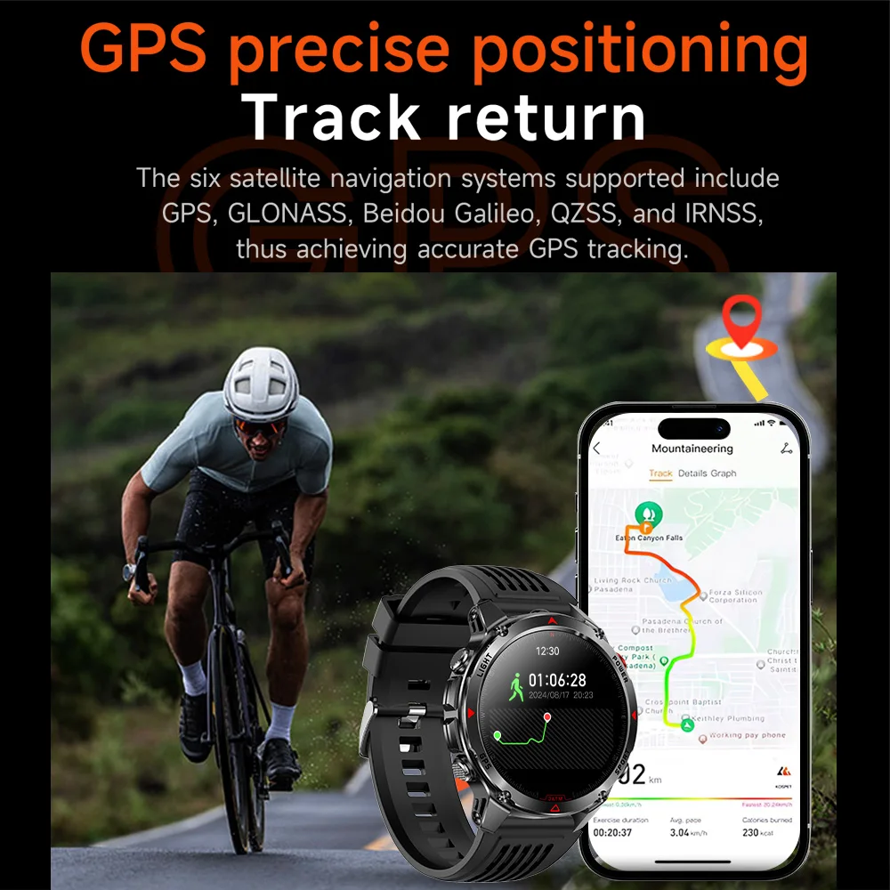 Wonlex Men Smart watch GPS Built in Smartwatch Outdoor RIDE Run GPS Track Sports Compass Altimeter IP68 Waterproof Watch For Men