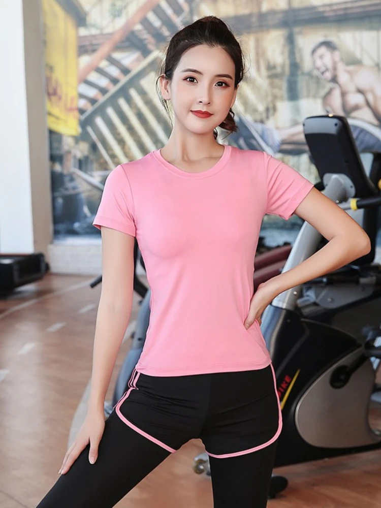 

Yoga Shirts Short-sleeved Gym T-shirt Female Long-sleeved Fitness Tops Training Breathable Quick-drying Loose Running Clothes