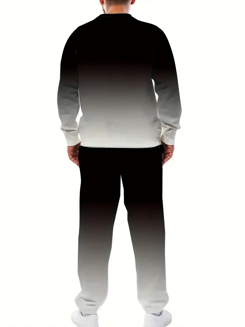 Herrenbekleidungsset, Sportbekleidung, 3D-gedrucktes Langarm-T-Shirt, modischer Herrenpullover, lässiges Sporthosen-Set