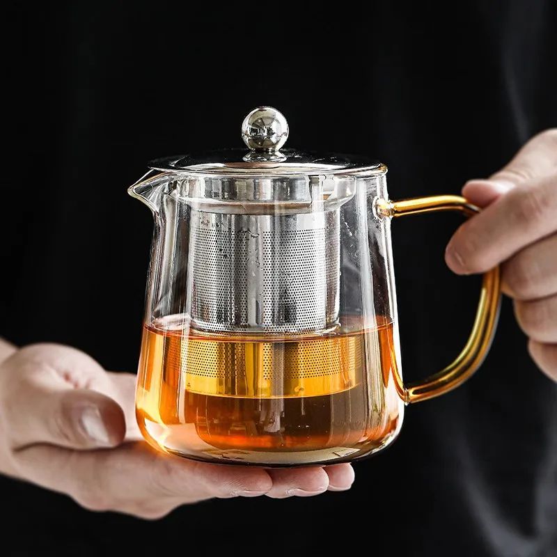 

PINNY 450ML Thickening High Borosilicate Glass Teapots Heat-resistant Transparent Tea Pot With Stainless Steel Filter Liner