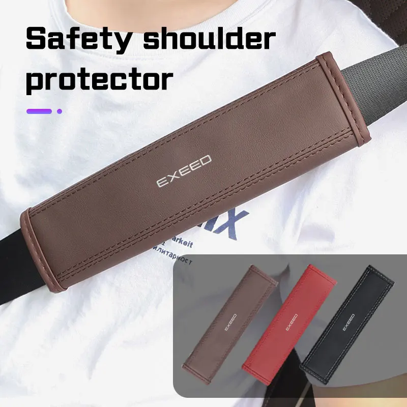 

For Chery Exeed LX TXL VX RX 2020 2025 2024 2Pc Car Interior Seat Belt Shoulder Covers Accessories Auto Safety Belt Pad Leather