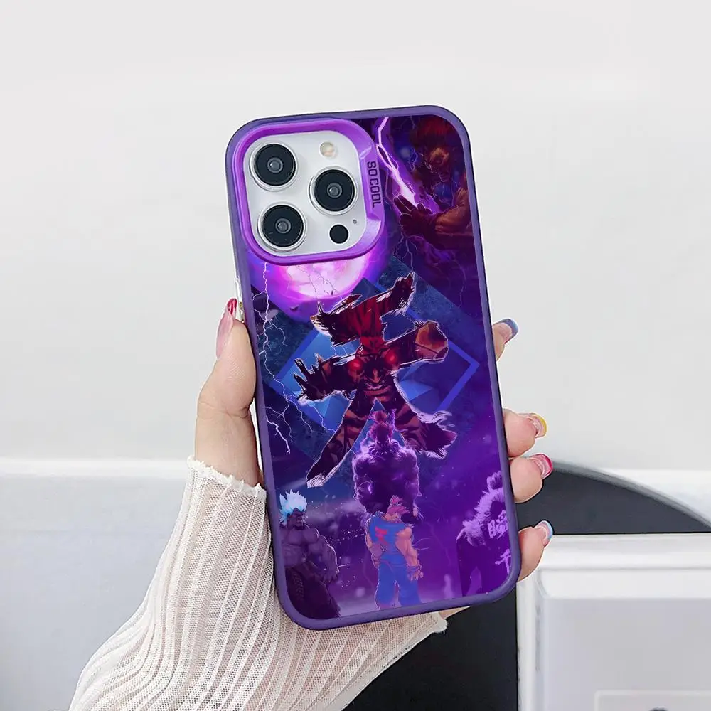 

Чехол для мобильного телефона Street Fighter Akuma для iPhone 17, 16, 15, 14, 13, 12, 11 X XR XS 8 7 Air Pro Max Plus, фиолетовый полупрозрачный чехол