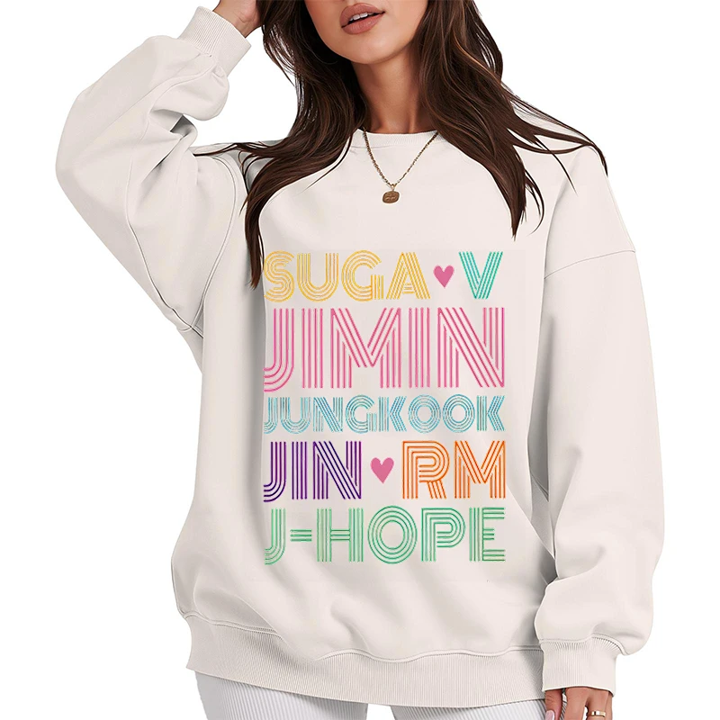 JIMIN JUNG KOOK J-HOPE JIN SUGA V RM هوديس بلوزات نسائية موضة Kpop جرافيك بلوفرات بلوزات ملابس نسائية 2025 #4