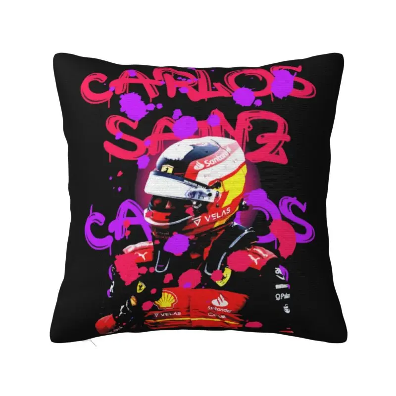 Custom Carlos Sainz 55 Formula Racing Driver Neon Modern Pillow Cover Chair Cushion