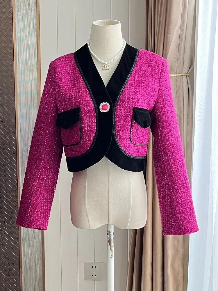 

Женские роскошные шерстяные короткие пальто, верхняя одежда Casacos chaqueta mujer, осень-зима 2022, новый французский дизайн, модная милая твидовая куртка