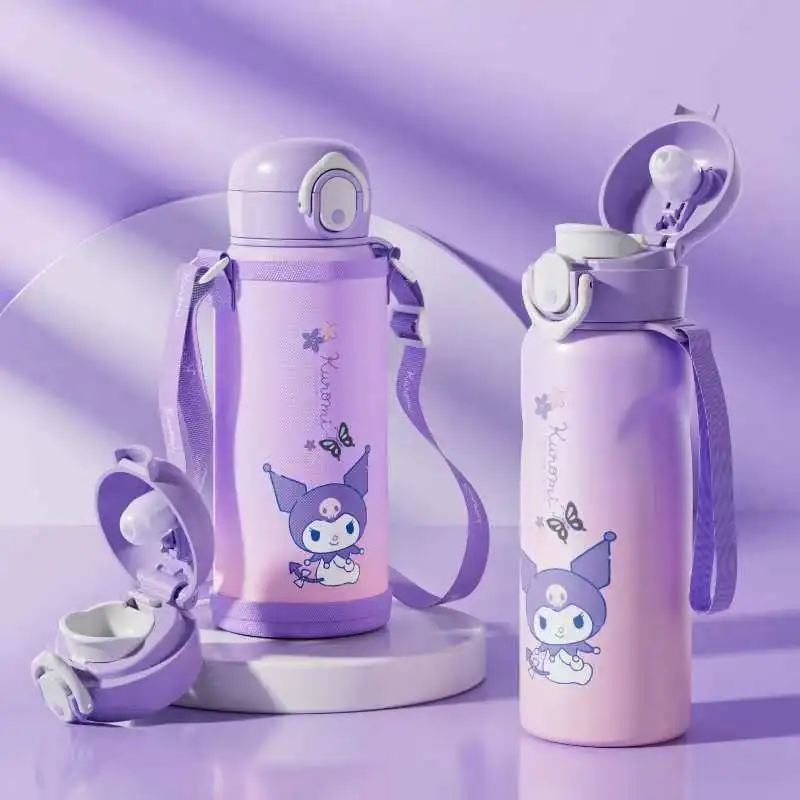 Insulated Water Cup Sanrio Cinnamoroll Kuromi Water Bottle Kawaii Anime My Melody Student and Children Portable Vacuum Water Bot