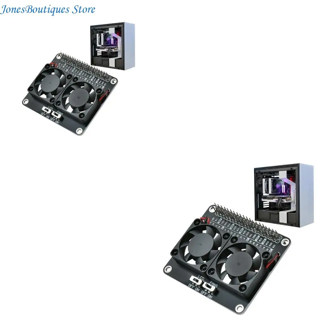 

High Efficiency Cooling System Double Fan Heat Dissipation Module With Ambients LED Light For Raspberry Heavy Duty Use W8KE