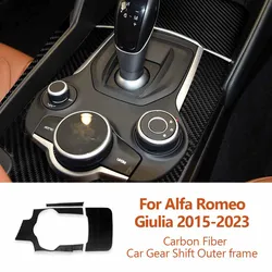 For Alfa Romeo Giulia Stelvio 2015-2023 Carbon Fiber Car Gear Shift Outer Frame Decorative Stickers Styling Auto Interior Parts