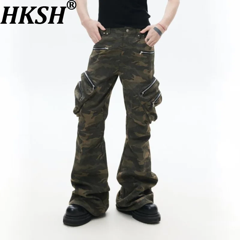 

Новые мужские брюки-карго HKSH Spring Tide с объемными карманами на молнии, свободного кроя, слегка расклешенные, повседневные, стильные HK21799