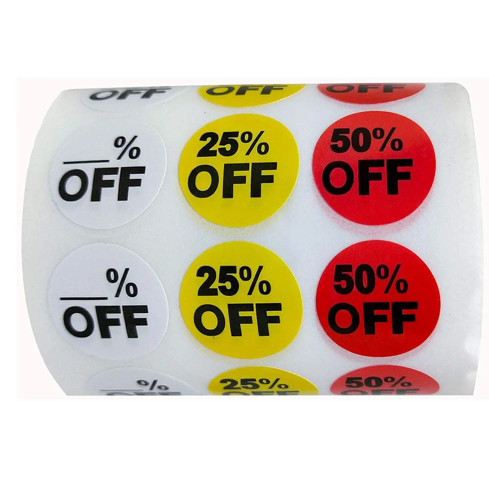 1,008PCS 3/4 Inch Blank 25% 50% Off Price Stickers Labels for Retail Stores Circle Pricemarker Labels