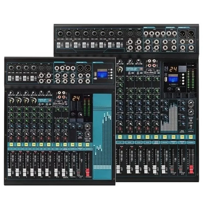 2025 High Quality 12 Channel Professional Audio Video Digital Speaker Console with Reverb Output Controller Dj Karaoke Audio Mix
