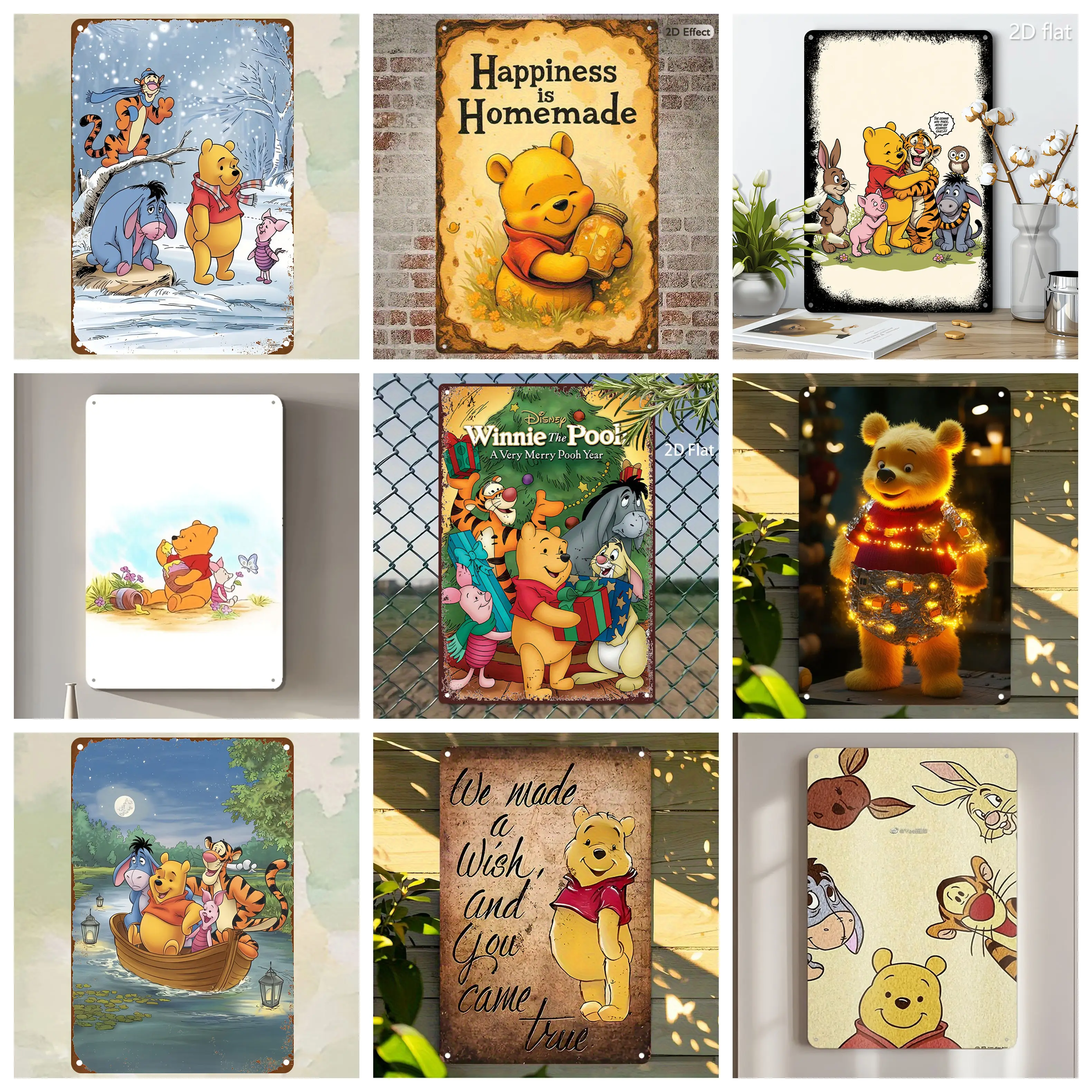 

Miniso Disney Winnie the Pooh Tigger Tin Sign Decor Wall Decor Art Wall Mural Room Decoration Decor Metal Sign Plate Bar Posters