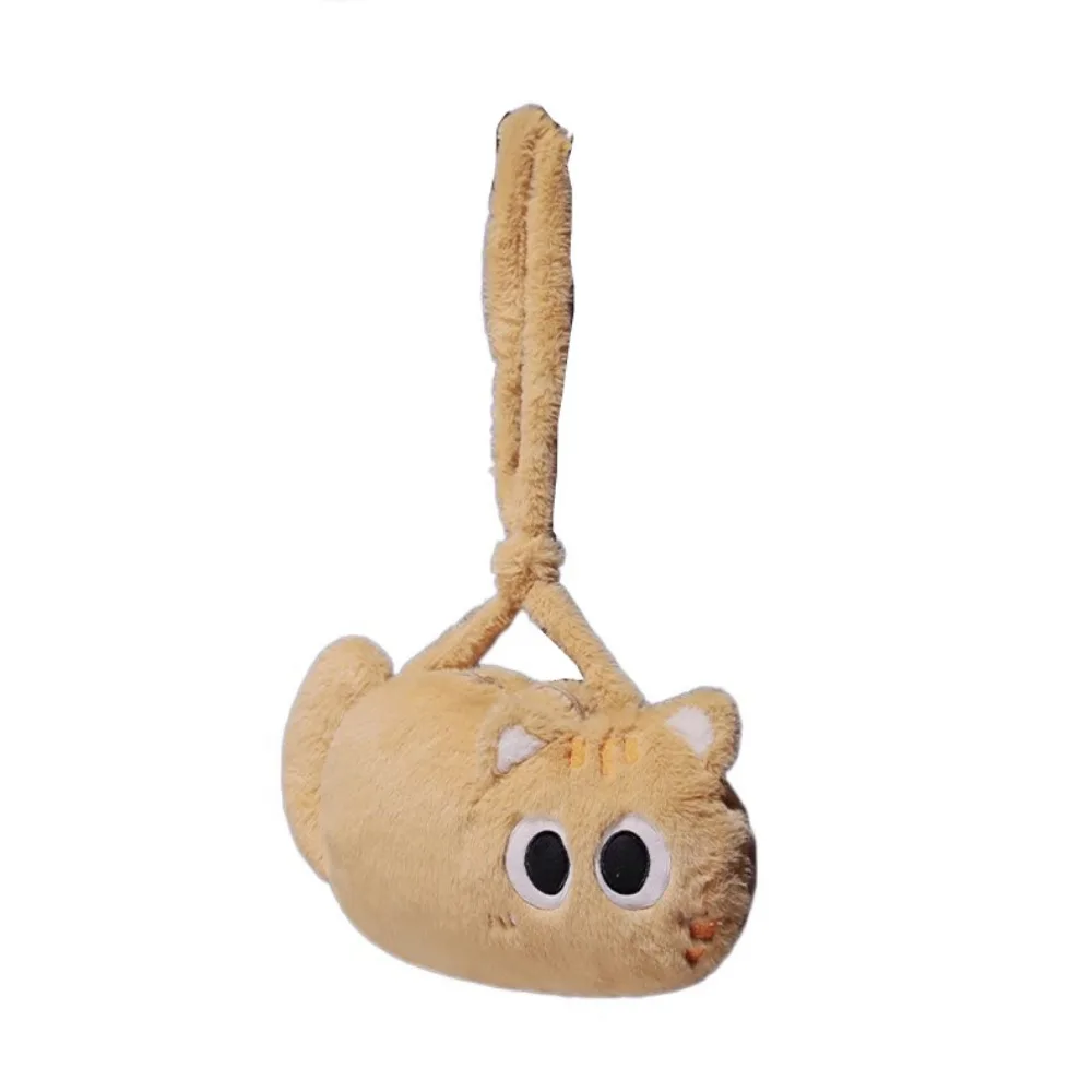 

Soft Plush Cat Plush Shoulder Bag Large Capacity Big Eyes Cartoon Cat Crossbody Bag Comfortable Zipper Cat Plush Toy Doll Bag