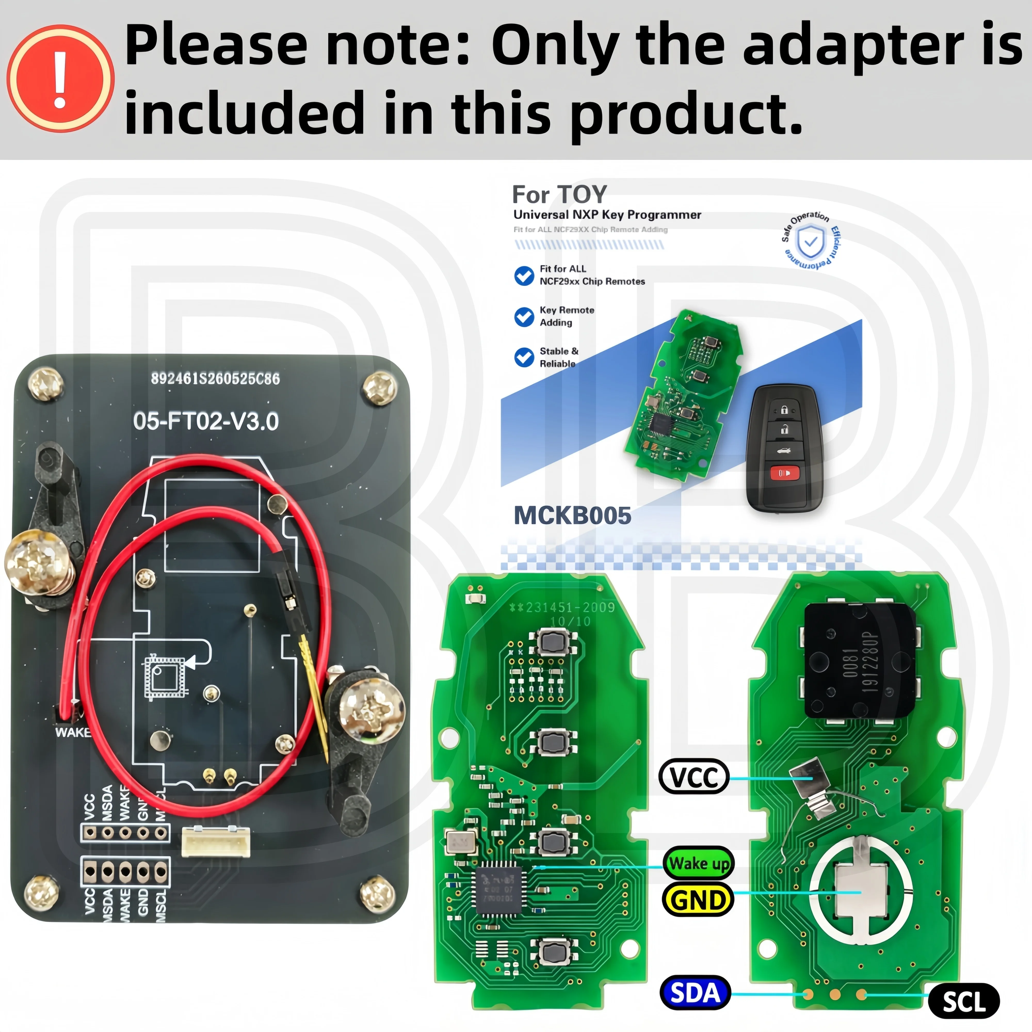 Adapter No. Mckb05/07/16/99/118/143, Suitable for Toyota Smart Remote Keys, Compatible with Nxp Killer Kd Xhorse... Devices for Solder-Free Reading, Writing, and Cloning