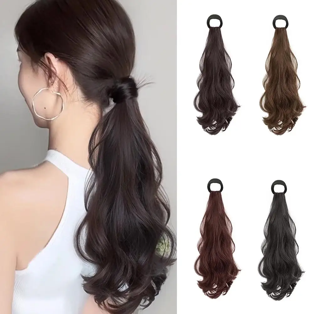 

Women's Heat Resistant Synthetic Ponytail Extensions - Long Curly Wavy Layered Style, With Rubber Band, Perfect For Daily Use