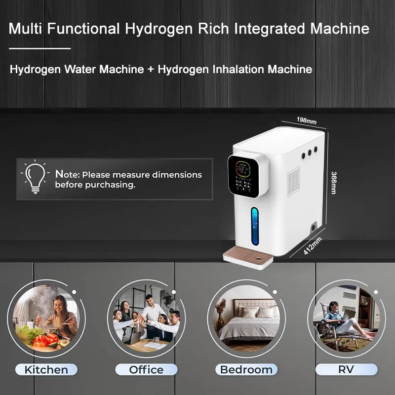 Desktop Hydrogen Rich Water Maker Dispenser Automatic Instant Cold And Hot Hydrogen Water Filter Ionizer With Hydrogen Inhaler