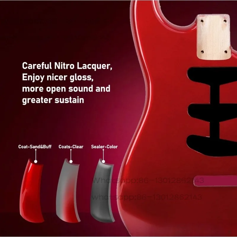 Alder Wood ST3 Electric Guitar Body with Shielding Paint, DIY Guitar Blank, Single Single Pickup Cavity