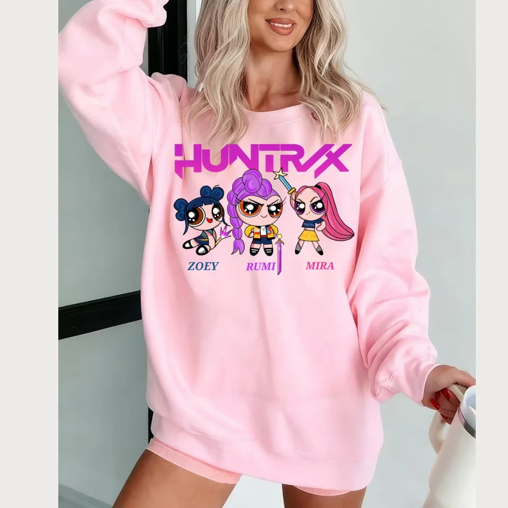 K-pop men's and women's fashion cartoon trend pullover hoodie witch hunting women's group sweater retro cool street top