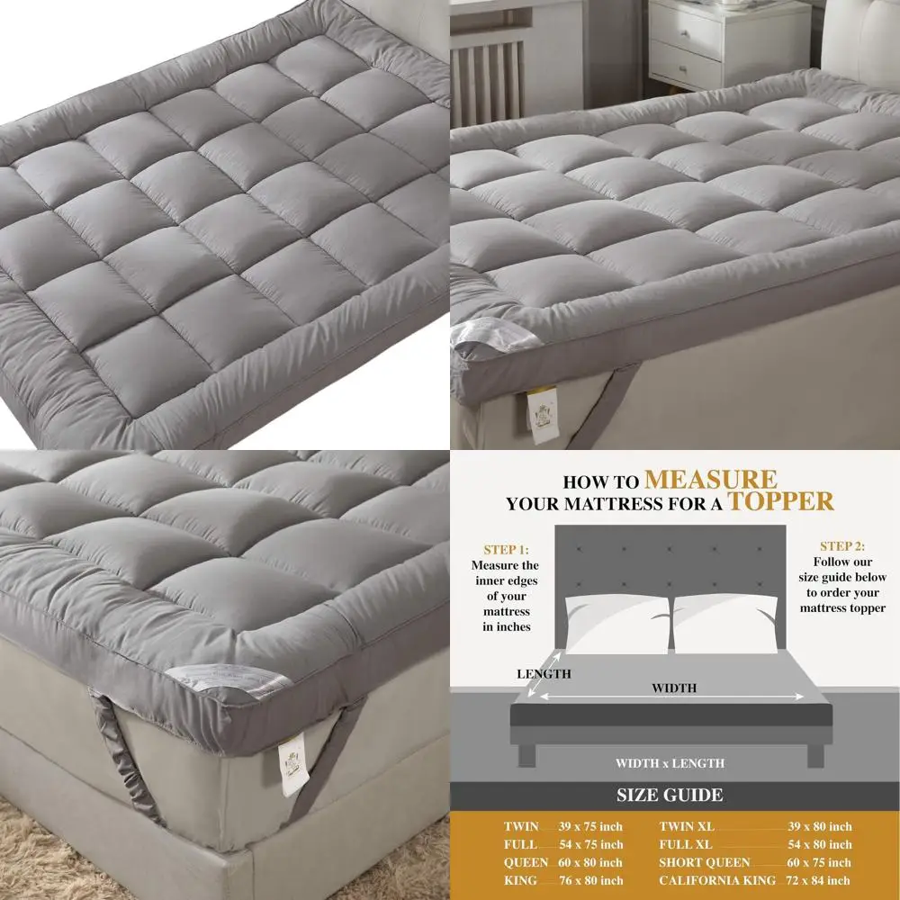 

Thick Twin XL Mattress Topper with Cooling Pillow Top for Back Pain Relief, 300TC Cotton Cover, Suitable for Mattresses 6-22 Inc