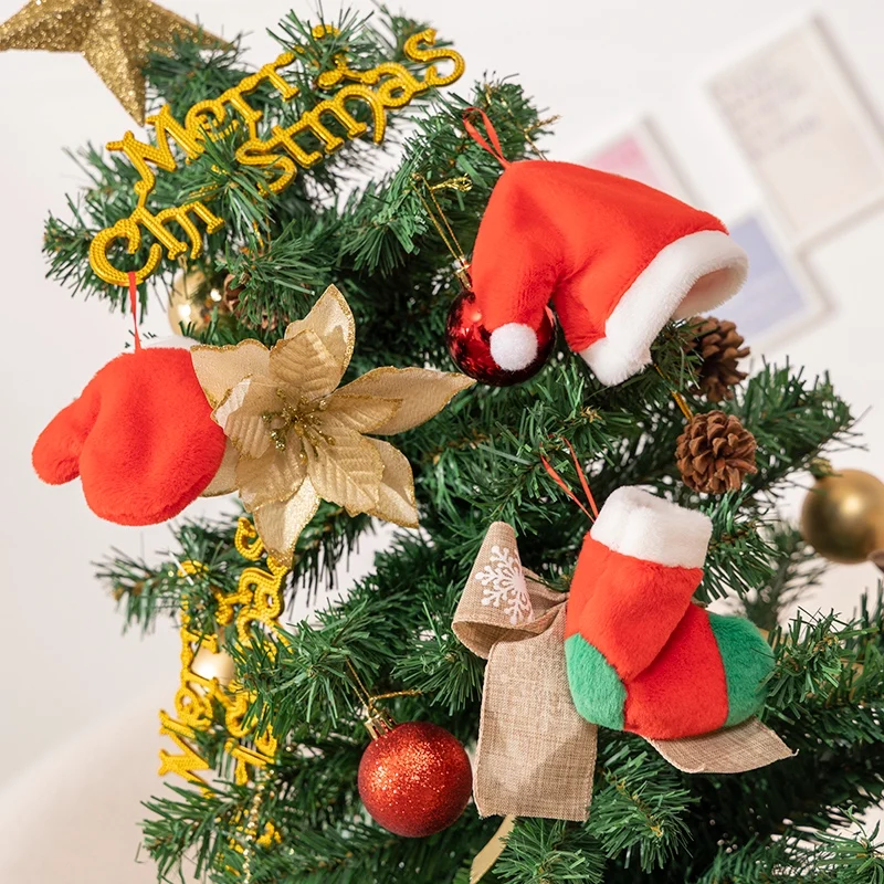 سلسلة عيد الميلاد الزنجبيل أفخم دمية قلادة منزل إكليل الجوارب قفاز قبعة شجرة ثلج ألعاب من نسيج مخملي شجرة عيد الميلاد الديكور