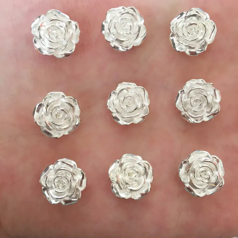 Hot 80PCS 12mm Resin Flower Flatback Stone Embellishment DIY Beads Crafts Scrapbook K470*2