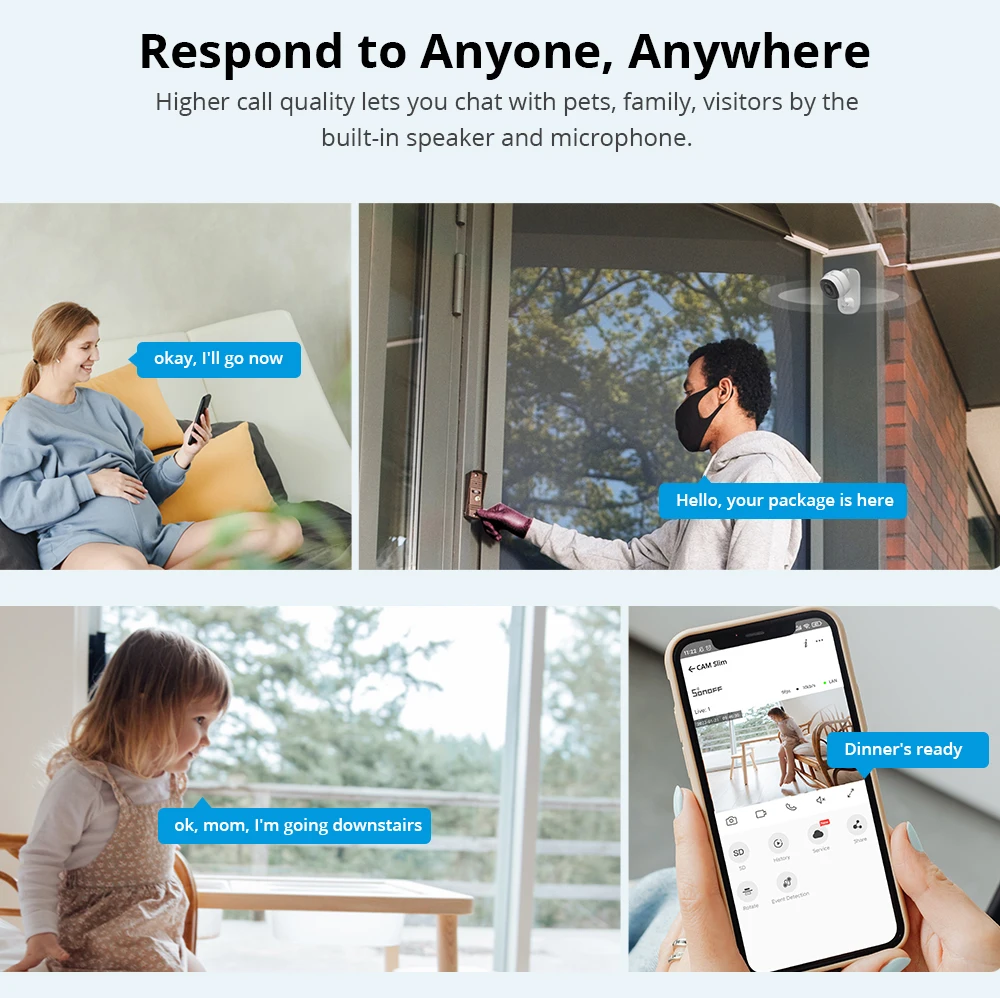 SONOFF CAM Slim Wi-Fi Smart Security Camera Motion Detection Alarm Local and Cloud Storage Smart Home Safety eWelink APP Control