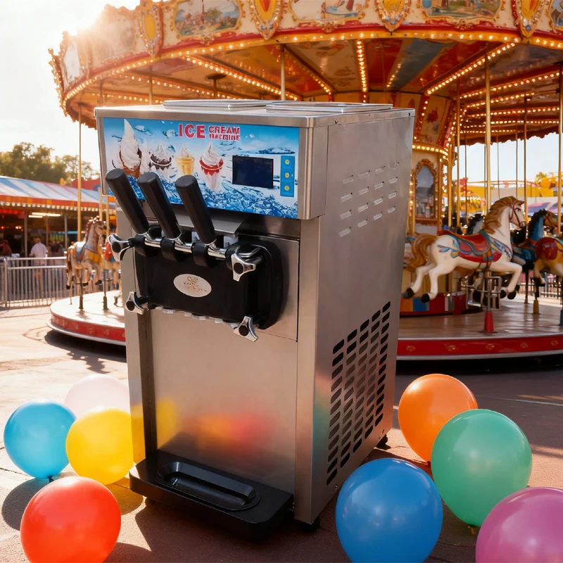 Desktop Soft Serve Ice Cream Maker Stainless Steel Single Head Ice Cream Machine Sundae Making