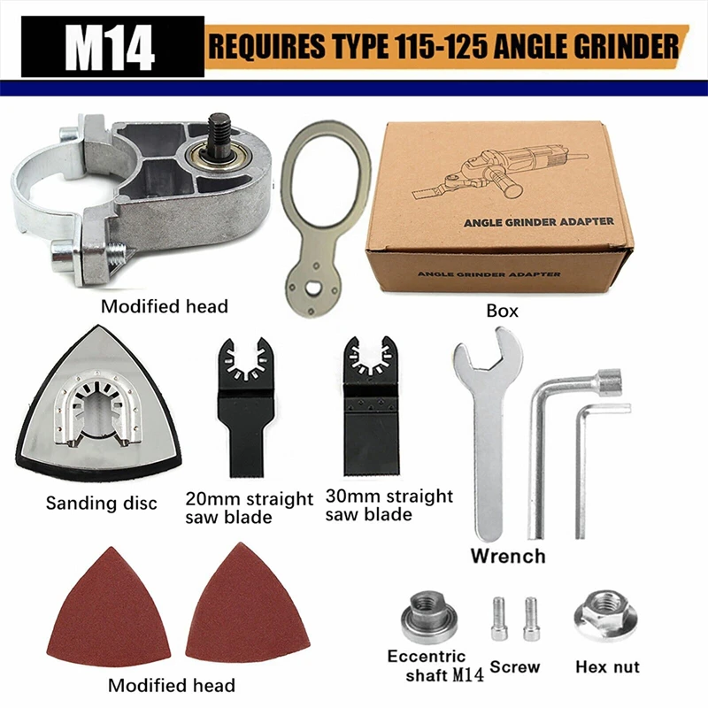 100/115/125mm Winkel Grinder Umwandlung Kopf Kit Universal Kopf Adapter M10 M14 Gewinde Polieren Oszillierende Power werkzeug Konverter – Detail 10