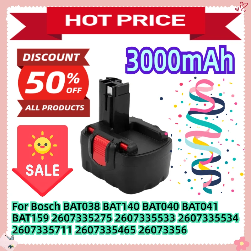 

3000mAh Ni-MH 14.4V For Bosch BAT038 BAT140 BAT040 BAT041 BAT159 2607335275 2607335533 2607335534 2607335711 2607335465 26073356
