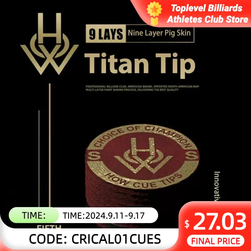 HOW-Titan Tips for Pool Cue, Snooker Cue Tip, Glue on Tip, Billiard Stick Tips, Billiard Accessories, S M H 14mm