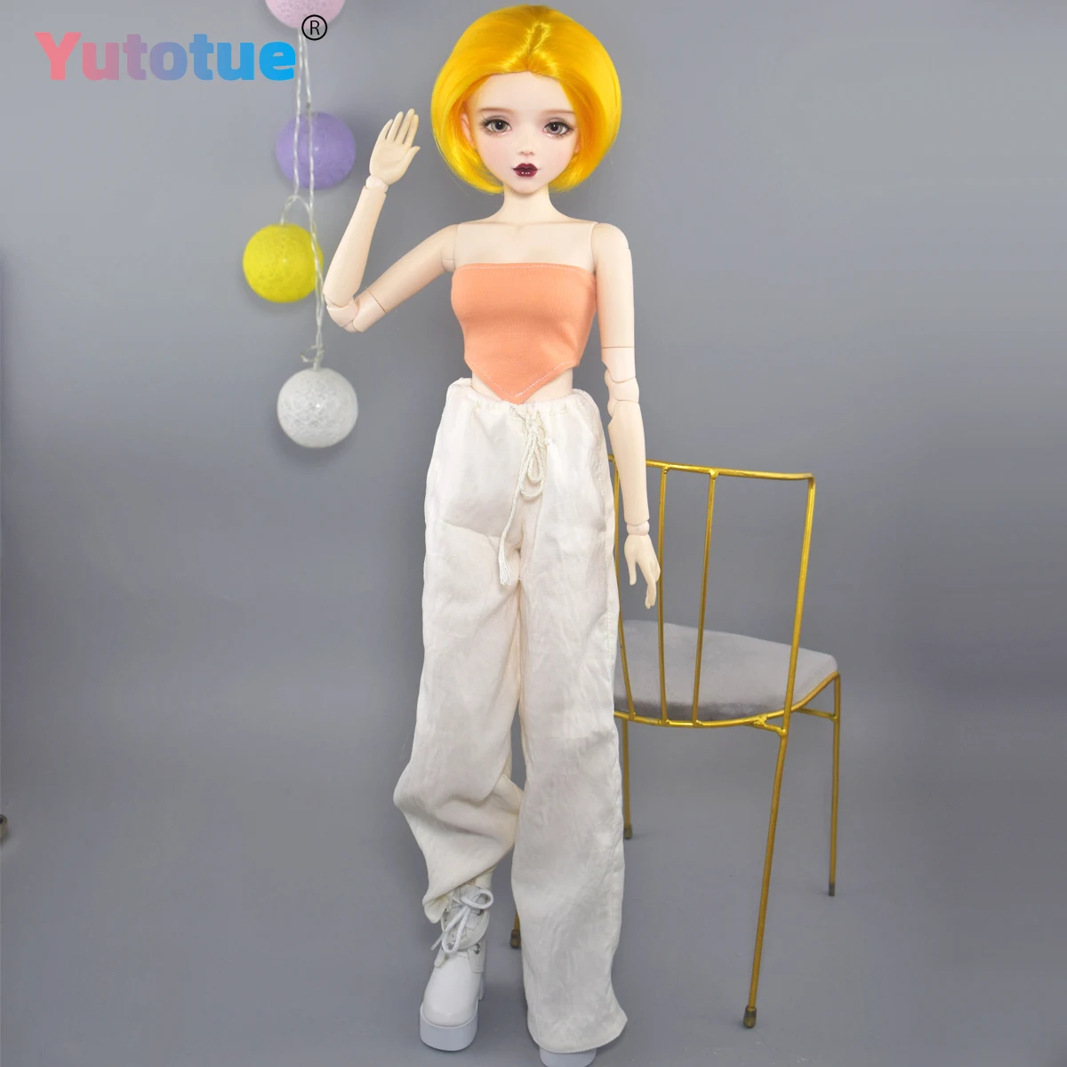 YUTOTUE 56cm Height Fashion Doll PVC Body Handpainted Makeup Face Removable Outfits Short Wig BJD Toy