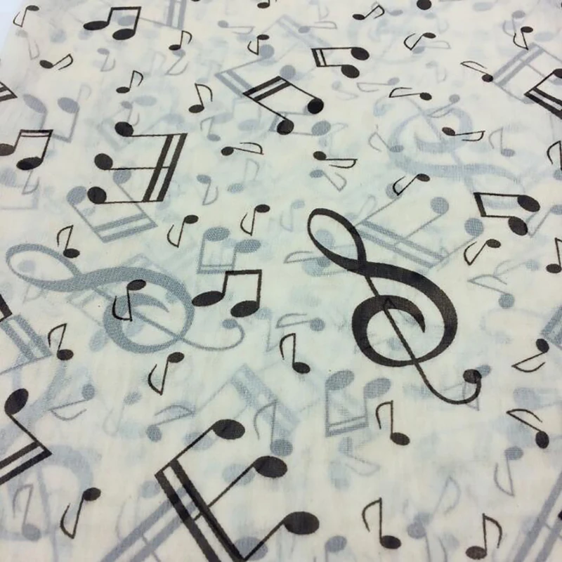 Ladies Summer Scarves Lady Musical Note Print Chiffon Neck Scarf Shawl Soft Scarves High Quality Fabulous Elastic