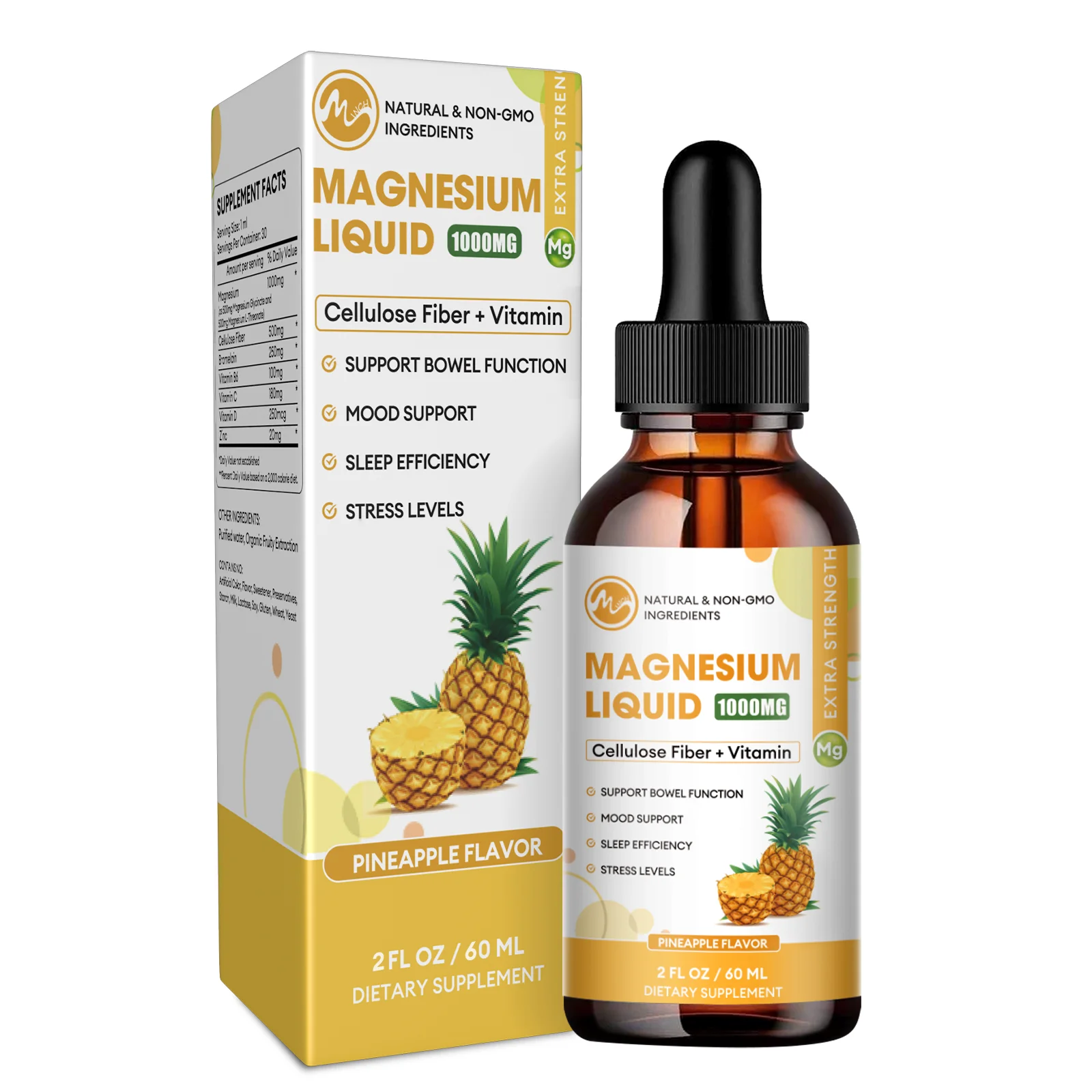

Magnesium Liquid Drops Supplement Vitamin C D - for Bone, Muscles, Nerves & Energy,vegan Formula