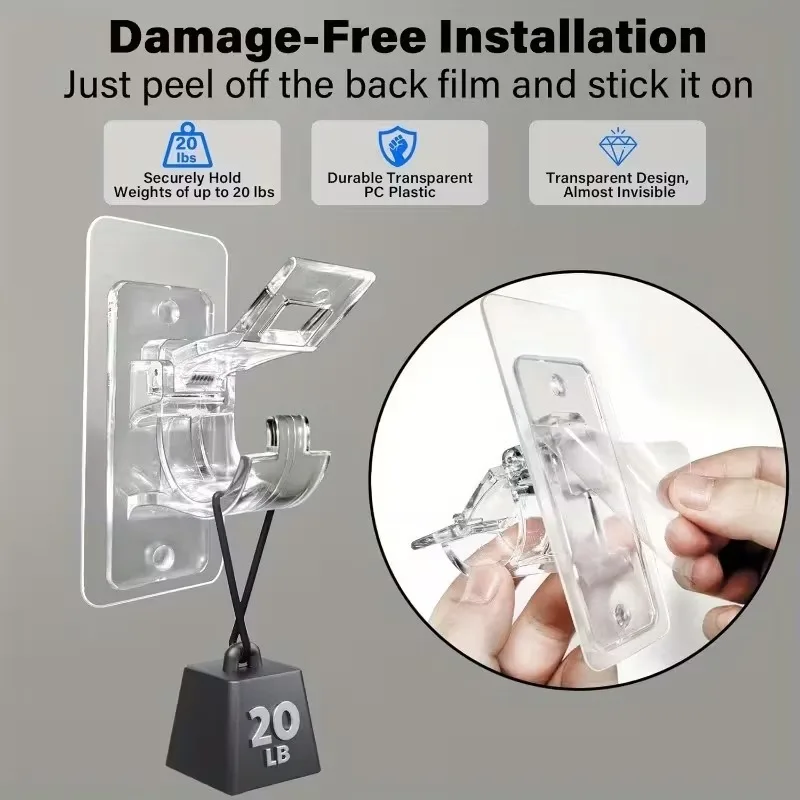 2-24pcs Self Adhesive Curtain Rod Holder, No Drilling Nail-Free Adjustable Wall Mount Bracket, Mount Bracket for Home Decoration
