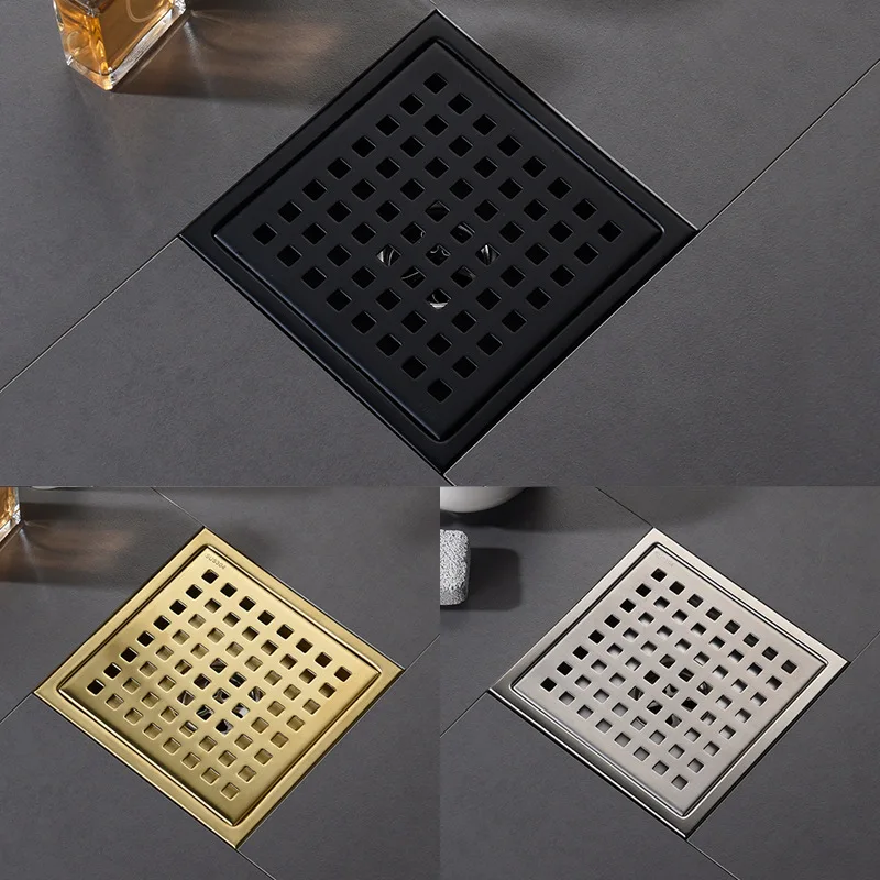 

150*150mm Good Quality SUS304 Stainless steel Bathroom Floor drain Square Shower Room Drainer,Black/Brushed Nickel/Brushed gold