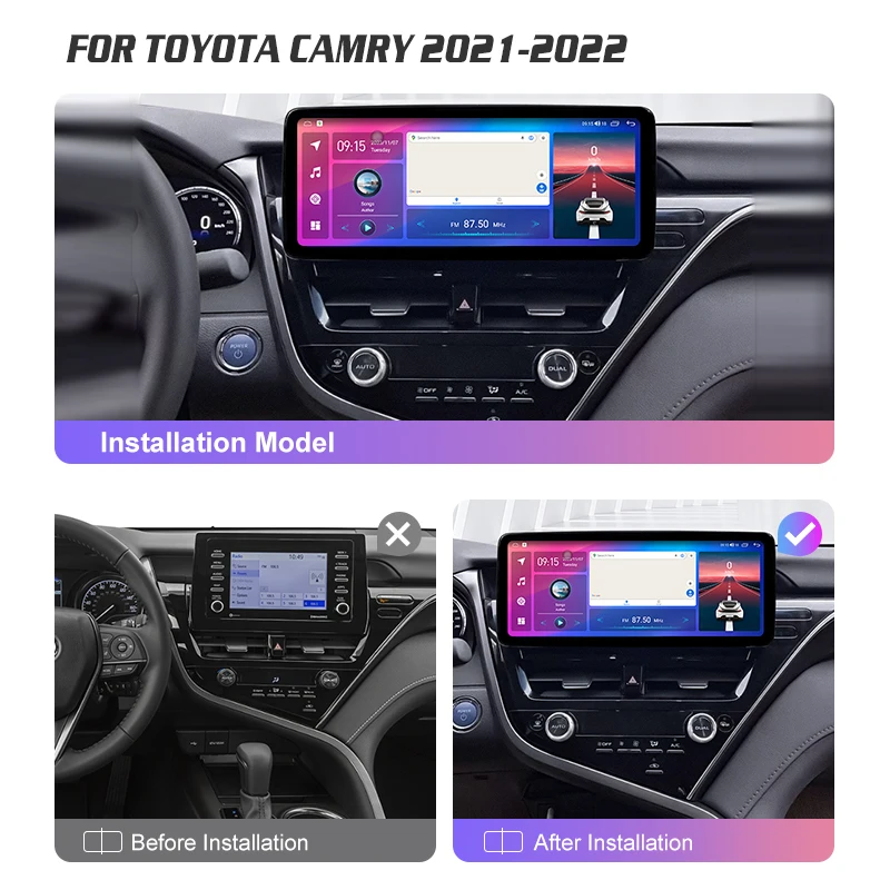 12.3 Inch Latest Car Radio For TOYOTA CAMRY 2021-2022 Navigation WiFi / 4G GPS Android 12 Carplay Automotivo Multimedia