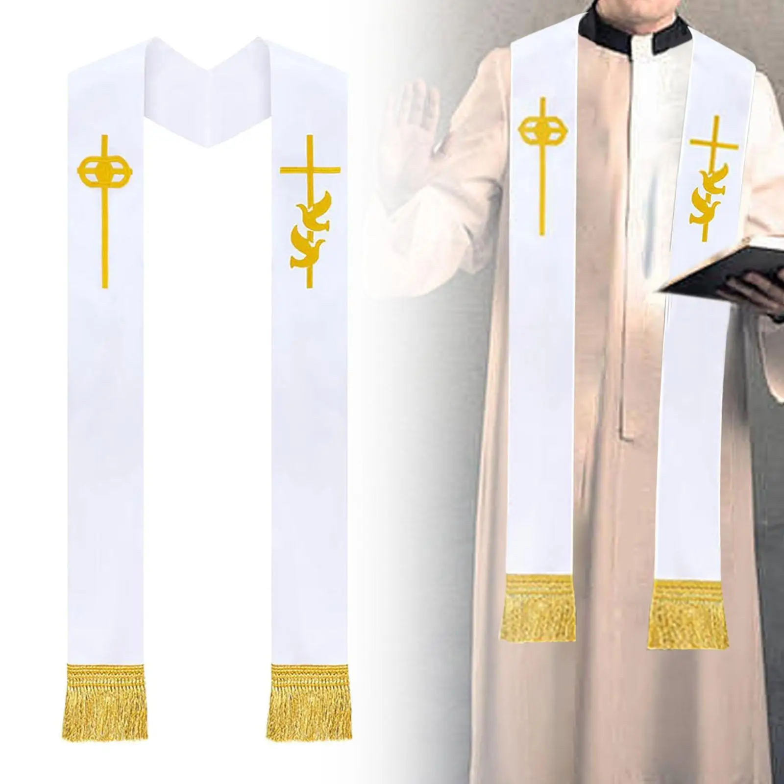 Embroidery Clergy Stole with Tassels,Priest Stole for Church Minister Graduation