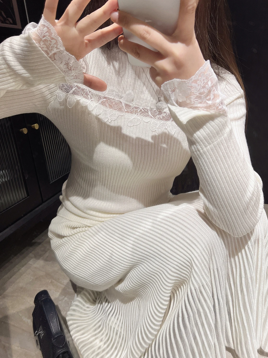 

Сексуальный прозрачный кружевной вязаный топ из ультратонкой шерсти, нежный дизайн, базовый слой для женщин, модная женская одежда