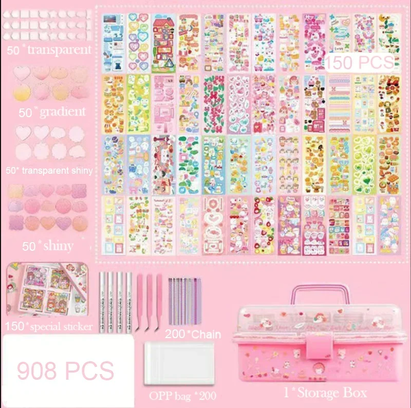 

908PCS Goo Card Set Stickers and Ancient Card Set Toy Girl Children's Hand Account Estimate Plate Cheap Aunt Card Set