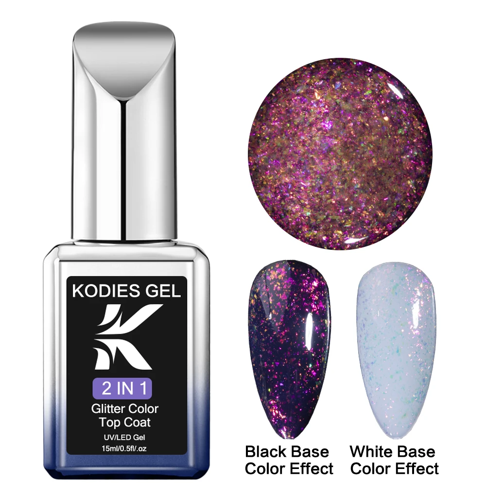 KODIES GEL Chameleon Opal Top Coat UV Gel Nail Polish Sparkle Glitter Aurora Gel Finish Sealer Holographic Nails Art Manicure