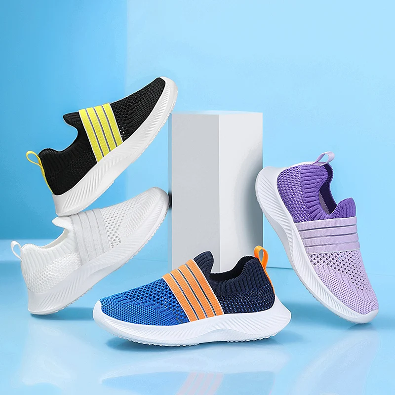 New Fashion Blue Summer Running Shoes for Children Breathable Mesh Sneakers Kids Slip-on Sports Shoes Boys 2024 Zapatillas Niño