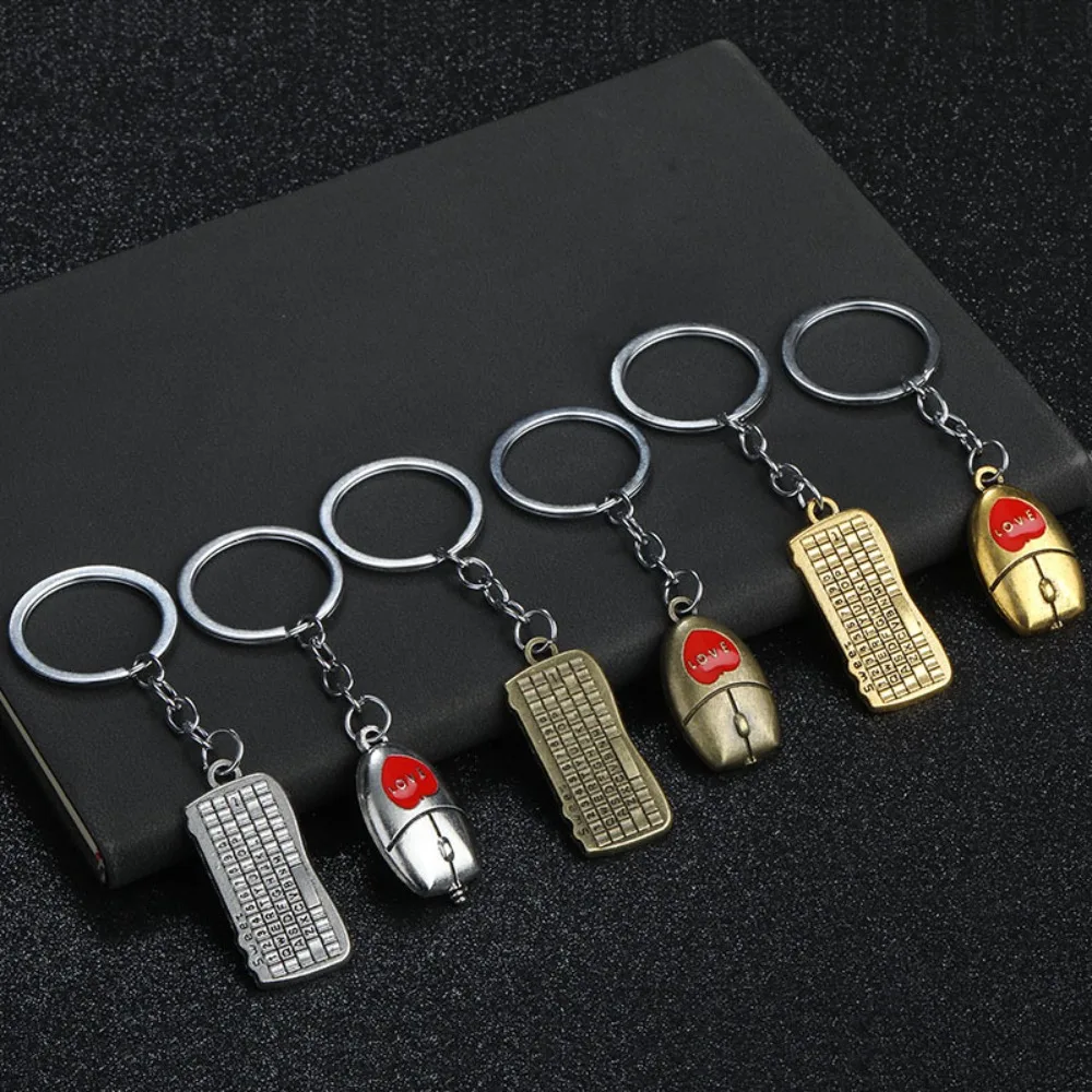 Vintage Zinklegierung Tastatur-Maus Schlüsselanhänger Modischer Kreativer Schlüsselring Metall-Paar-Anhänger Taschen-Rucksack-Zubehör Liebhaber-Geschenke – Detail 2