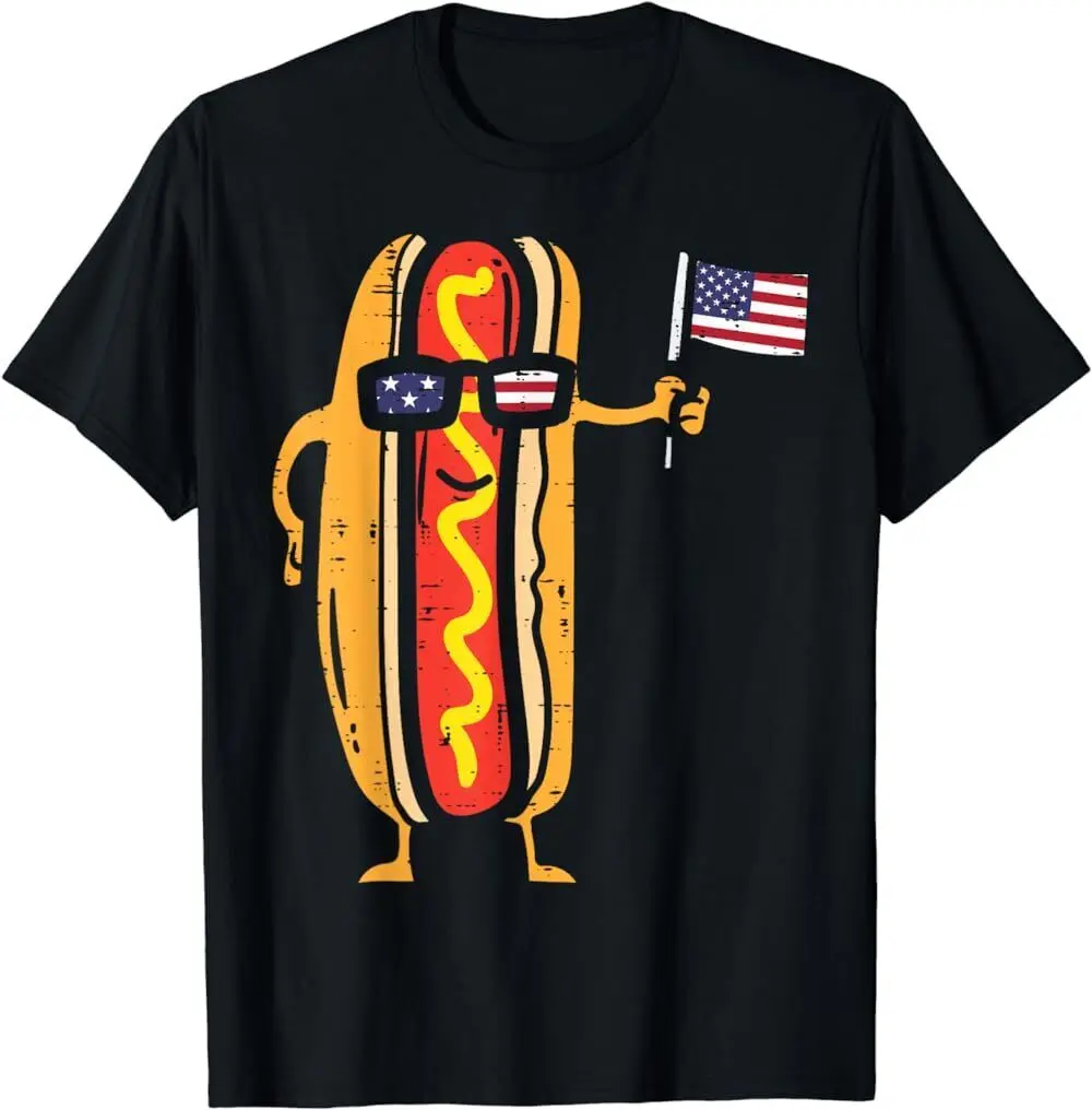 

Hotdog Sunglasses American Flag USA Funny 4th Of July Fourth T-Shirt