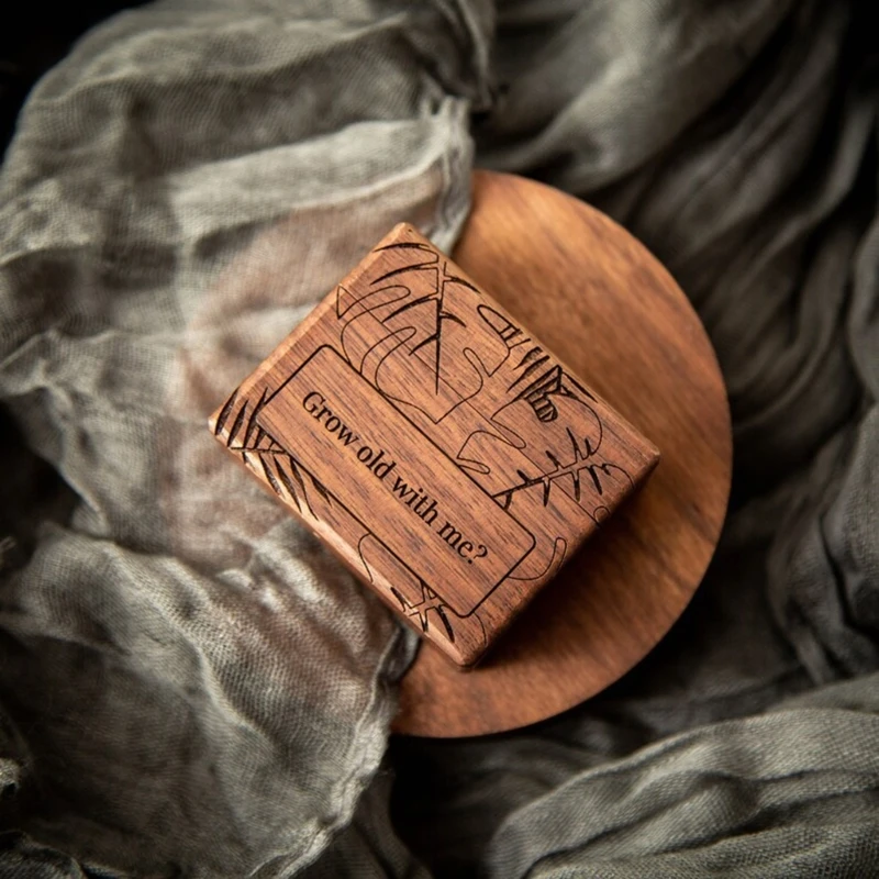 

Элегантная деревянная коробка для показа парных колец, удобный для путешествий дизайнерский чехол для хранения подарков на