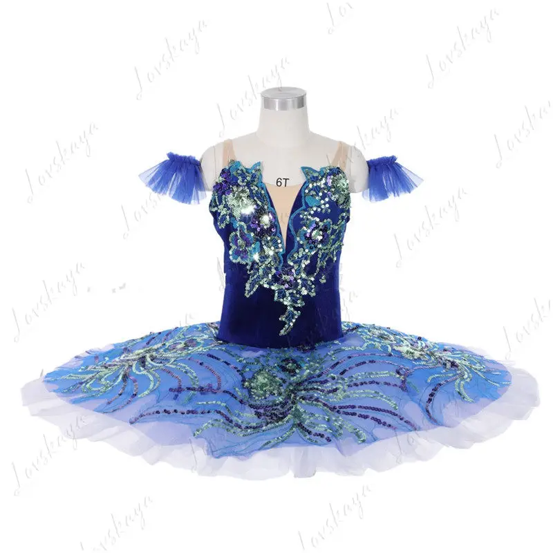 children's-little-swan-dance-lingerie-ballet-dress-swan-lake-puff-sleeve-dress-rhinestone-blueish-gray-tutu-dress