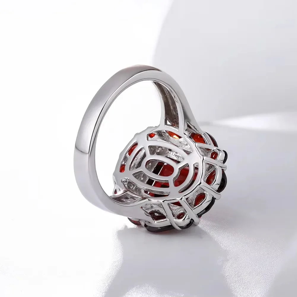 GZ ZONGFA New Arrivals 925 Sterling Silver Ring for Women Natural Red Garnet 4ct Octagon Cut Wedding Party Ring Fine Jewelry
