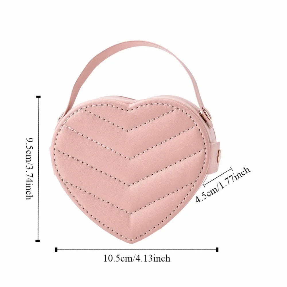 Scatola portaoggetti portatile per gioielli Scatola portaoggetti a forma di cuore Organizzatore di gioielli Porta orecchini Scatola compatta per imballaggio regalo di San Valentino