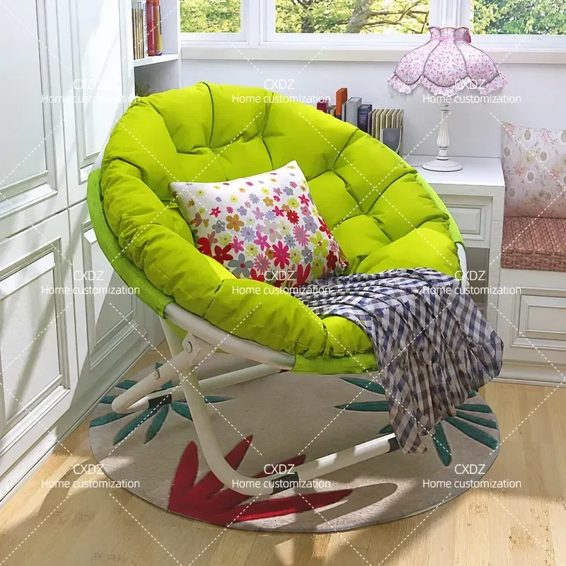 Large Adult Moon Chair Folding Sun Lounge Lazy Sofa with Plush Cushion Portable Radar Style Outdoor Indoor Relaxing Seat