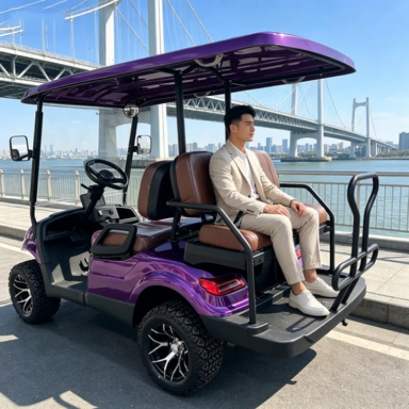 4 Seat Hunting Electric Golf Cart For Sale 2026 New High Quality 72V Lithium Battery Road-legal Soundbar Custom Roof Light Strip